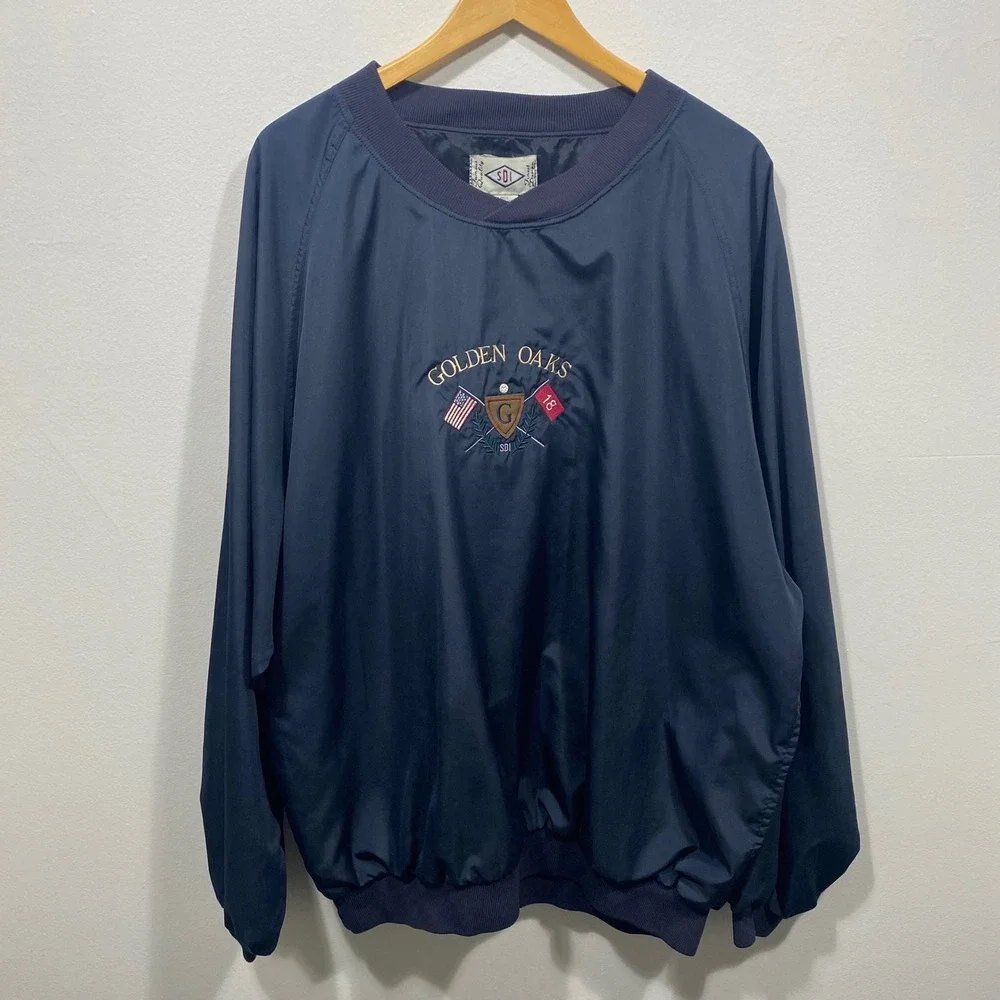 Vintage Golden Oaks Golf Pullover‎ Windbreaker Jacket Mens XL/TG USA Flag